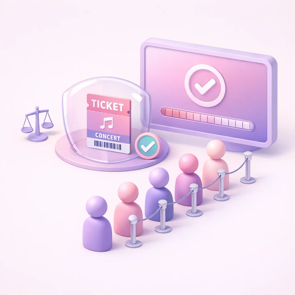 Legitimate fans waiting in a secure electronic queue